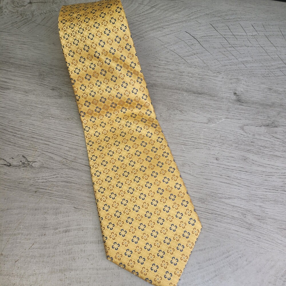 Jacobs & Roberts Mens Silk Necktie Tie Golden Excellent Condition